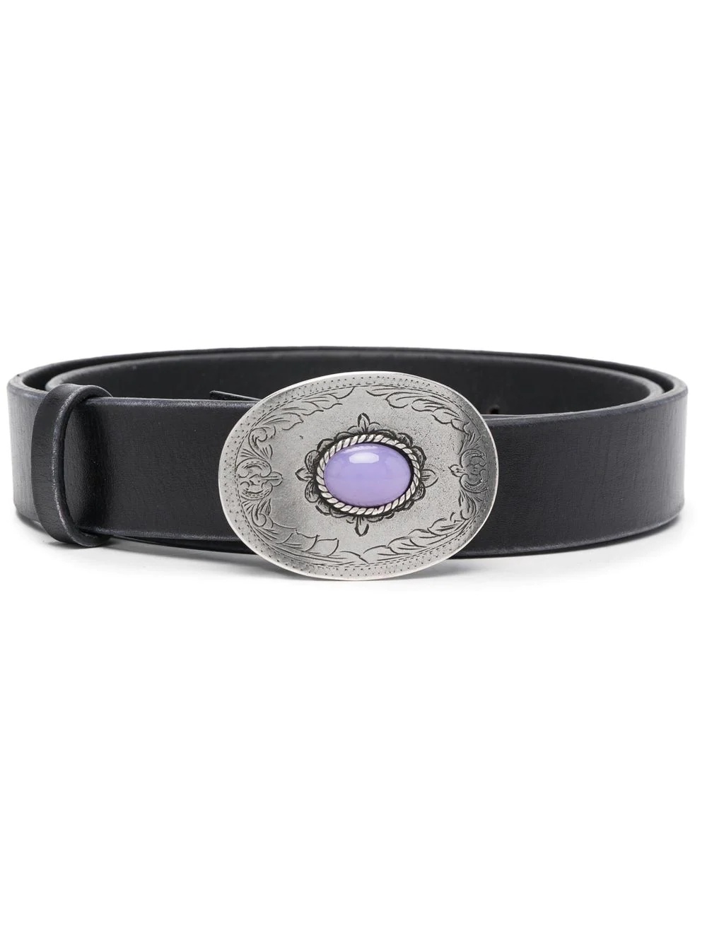 gemstone-embellished leather belt - 1