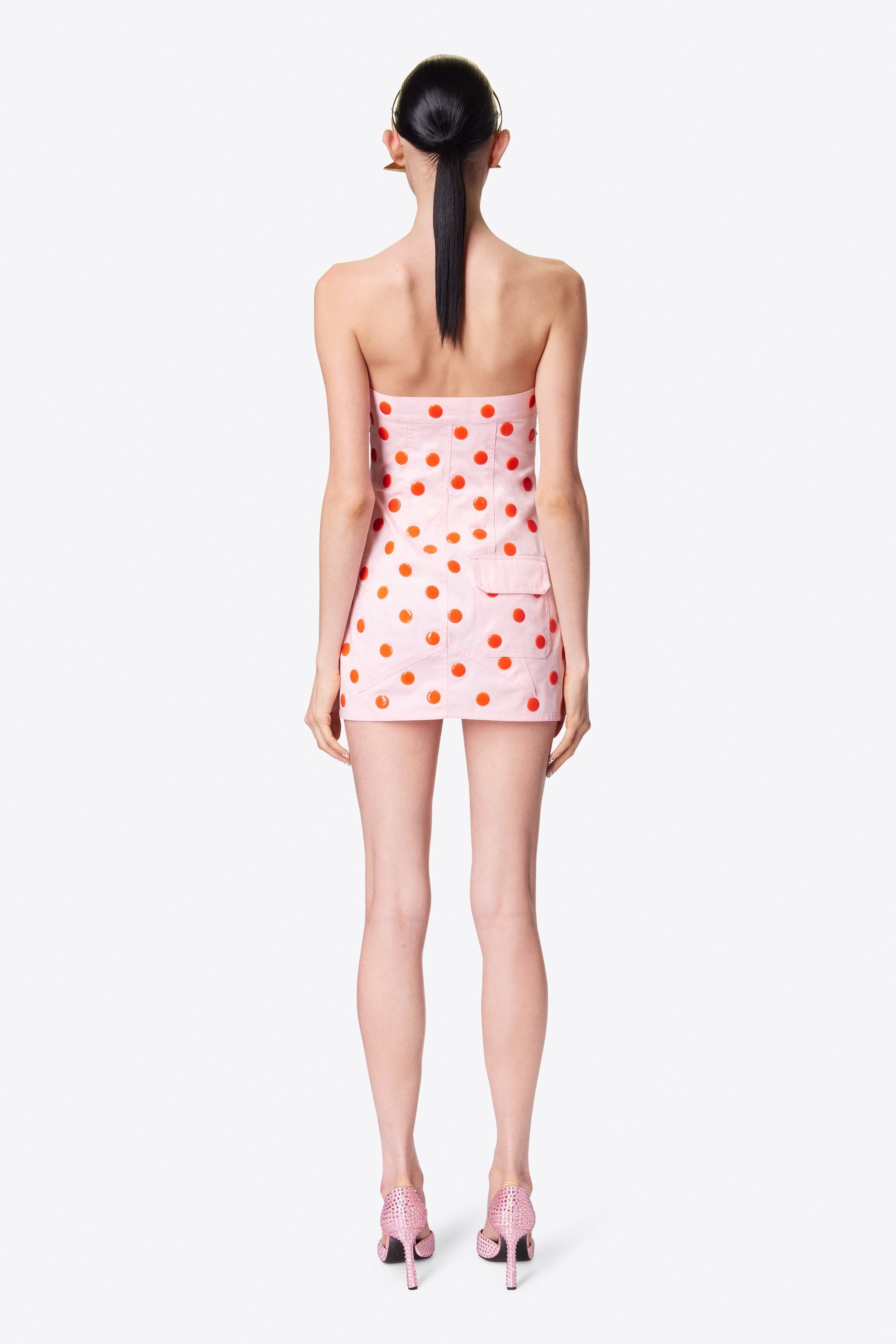POLKA DOT STRAPLESS MINI DRESS - 4
