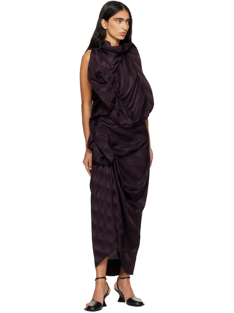Dries Van Noten Purple Draped Silk Maxi Dress outlook
