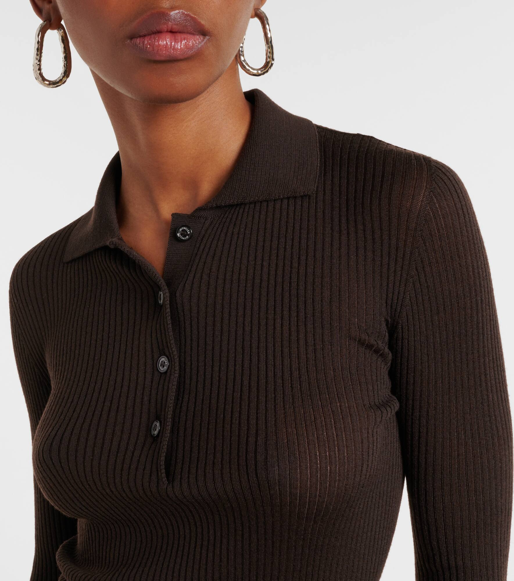 Ribbed-knit wool polo shirt - 4