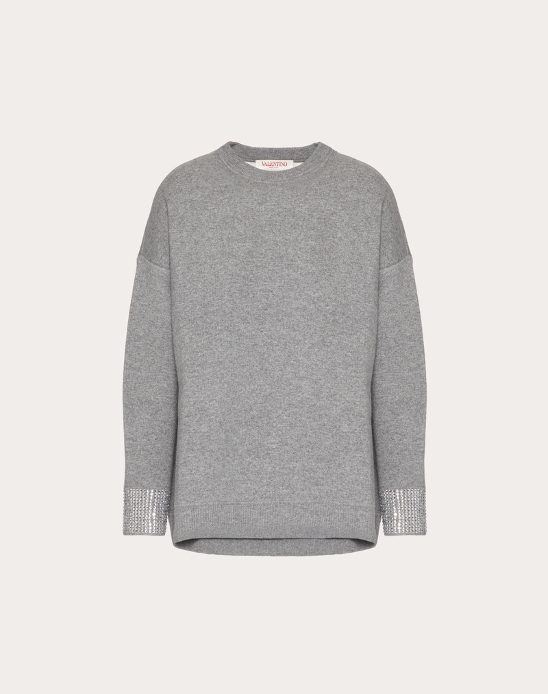 EMBROIDERED WOOL AND STRETCH VISCOSE SWEATER 1
