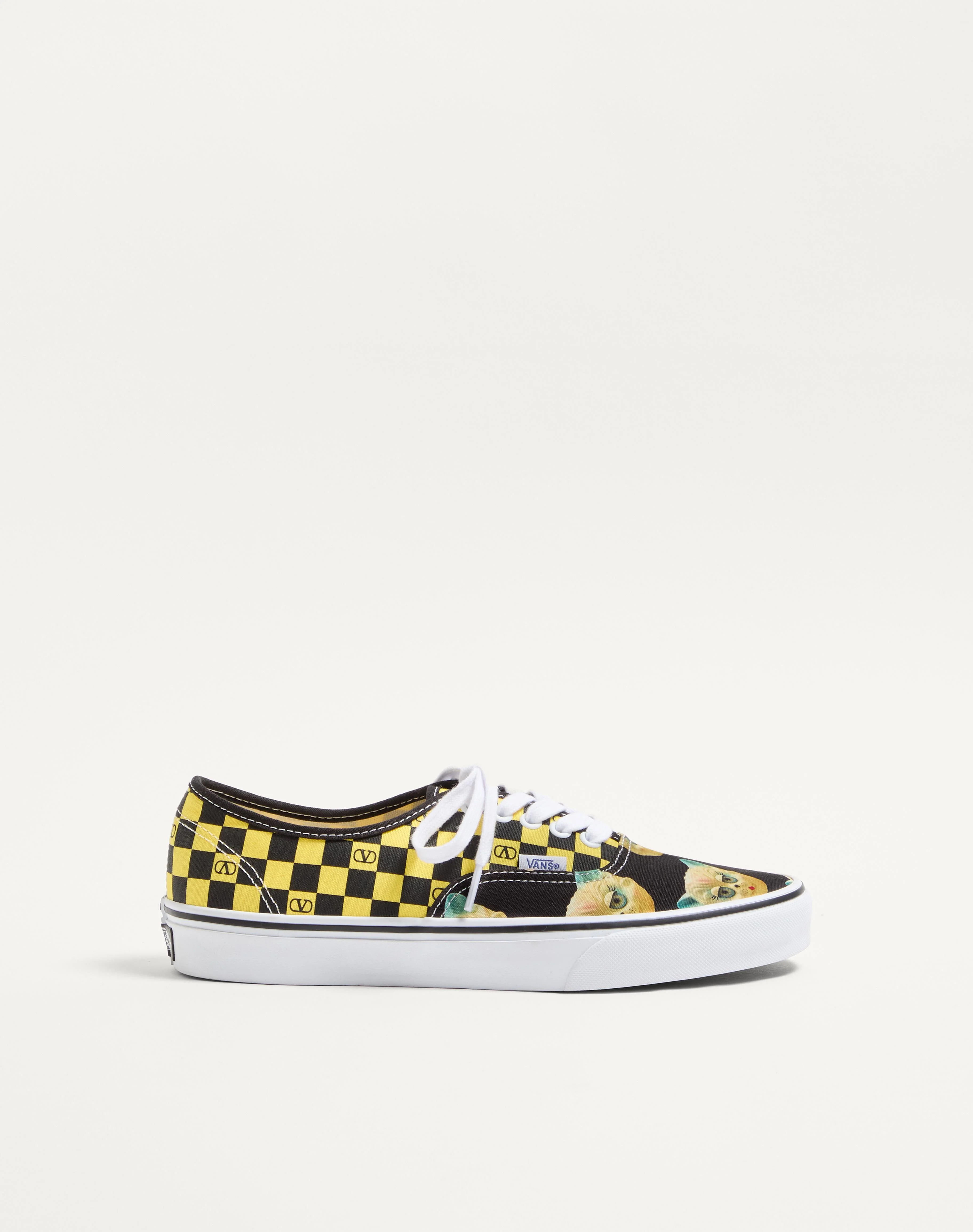 VALENTINO GARAVANI AND VANS LOW-TOP FABRIC TRAINER WITH VLOGO CHECKERBOARD PRINT AND LE CHAT DE LA M - 1