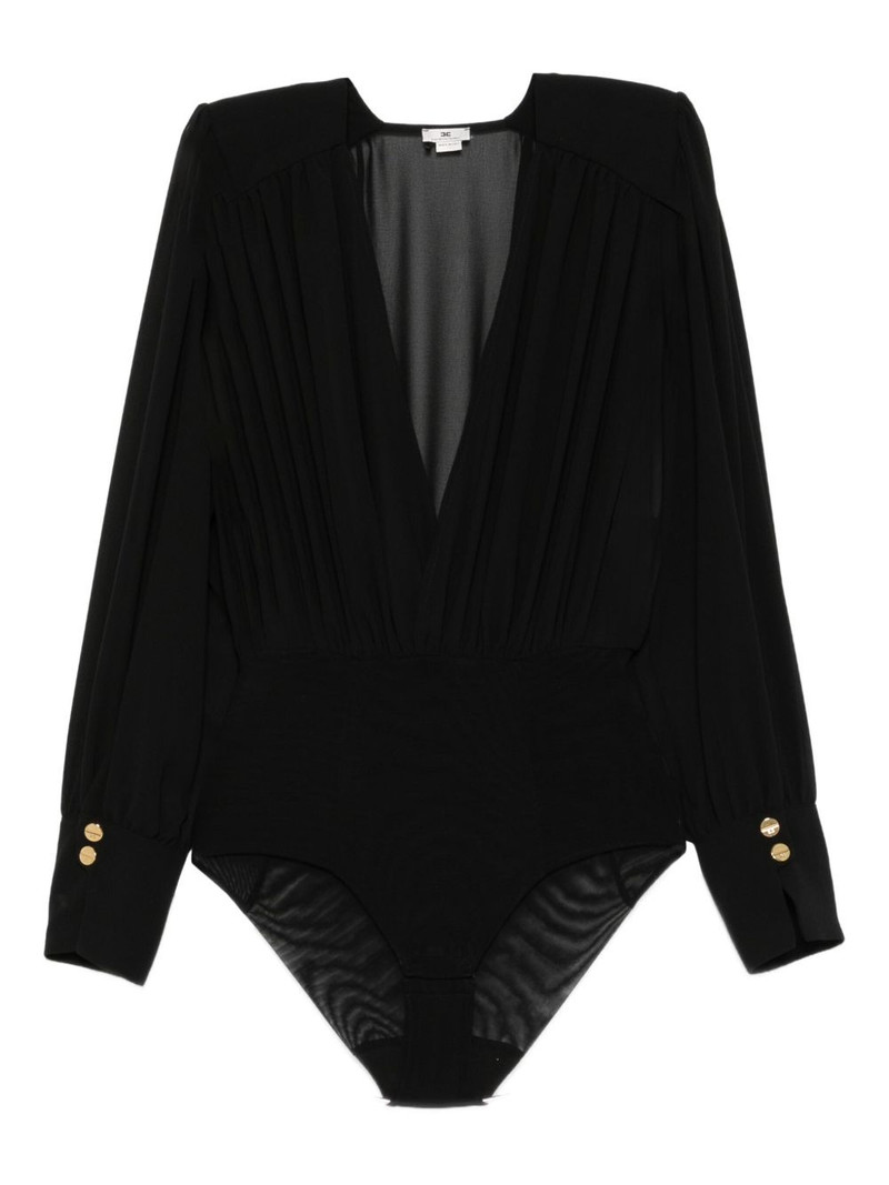 pleated-panel button-cuff bodysuit 1