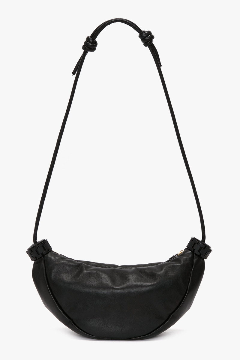 Puffy Half Moon Shoulder Bag In Black Leather 2