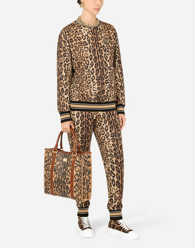 Dolce & Gabbana Leopard-print Crespo shopper with branded plate outlook