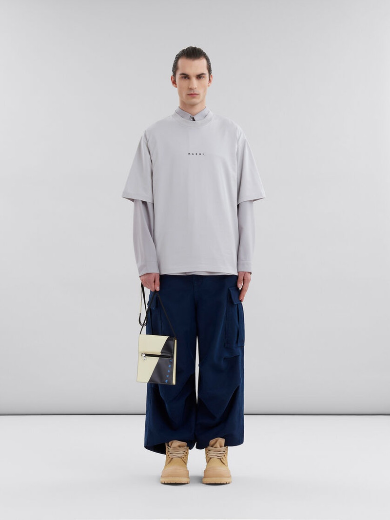 Marni WHITE AND BLACK TRIBECA POUCH WITH SHOELACE STRAP outlook
