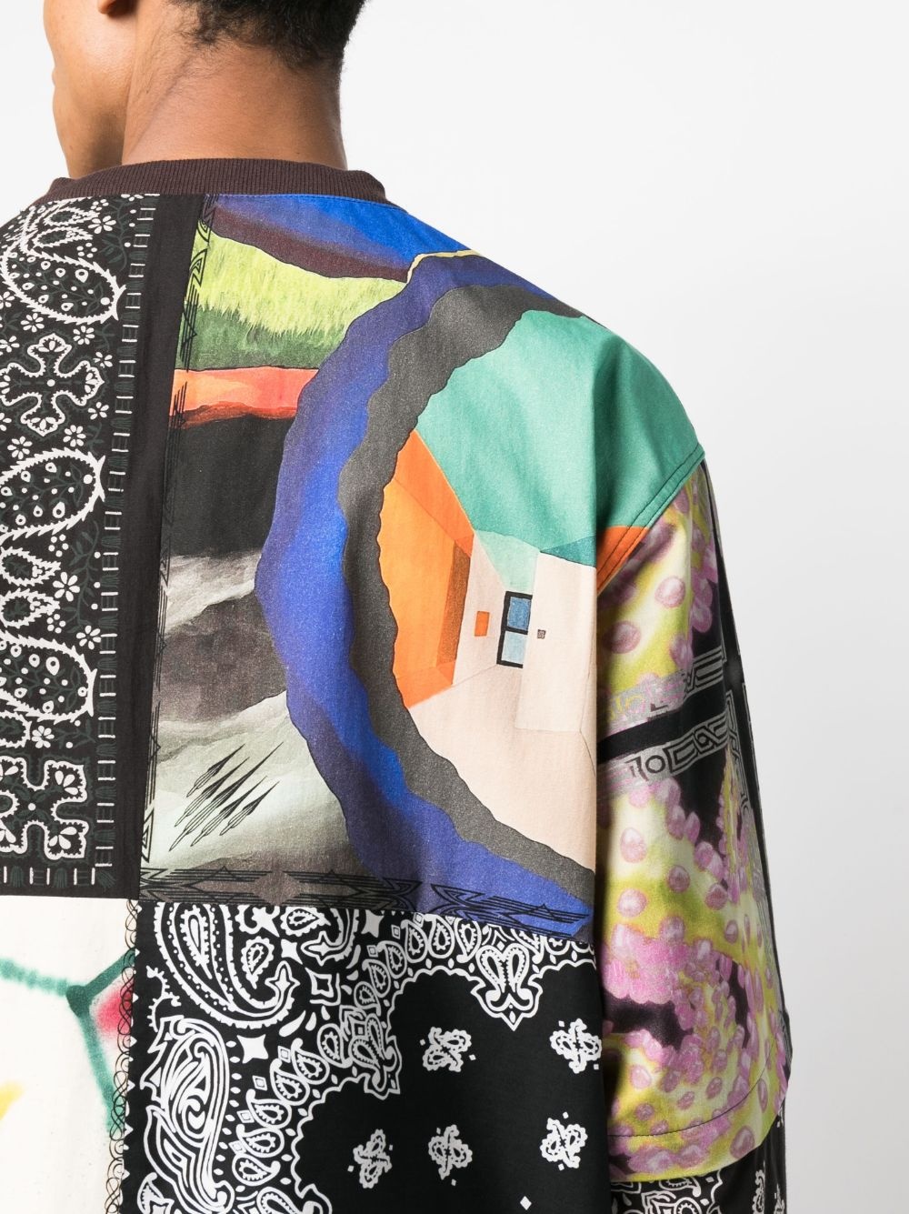 patchwork pattern-print cotton jumper - 5