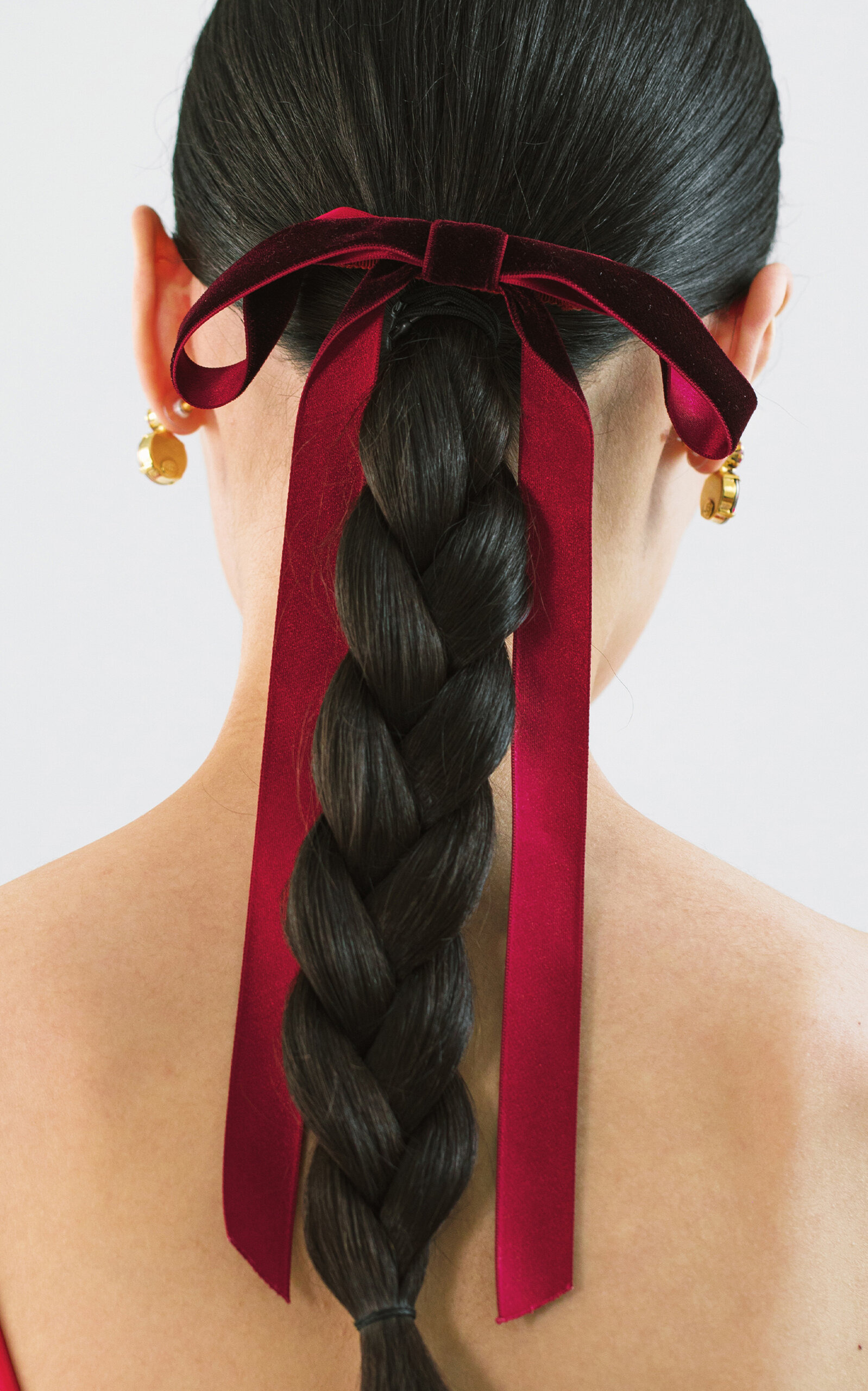 Aida Velvet Bow Barrette burgundy - 2