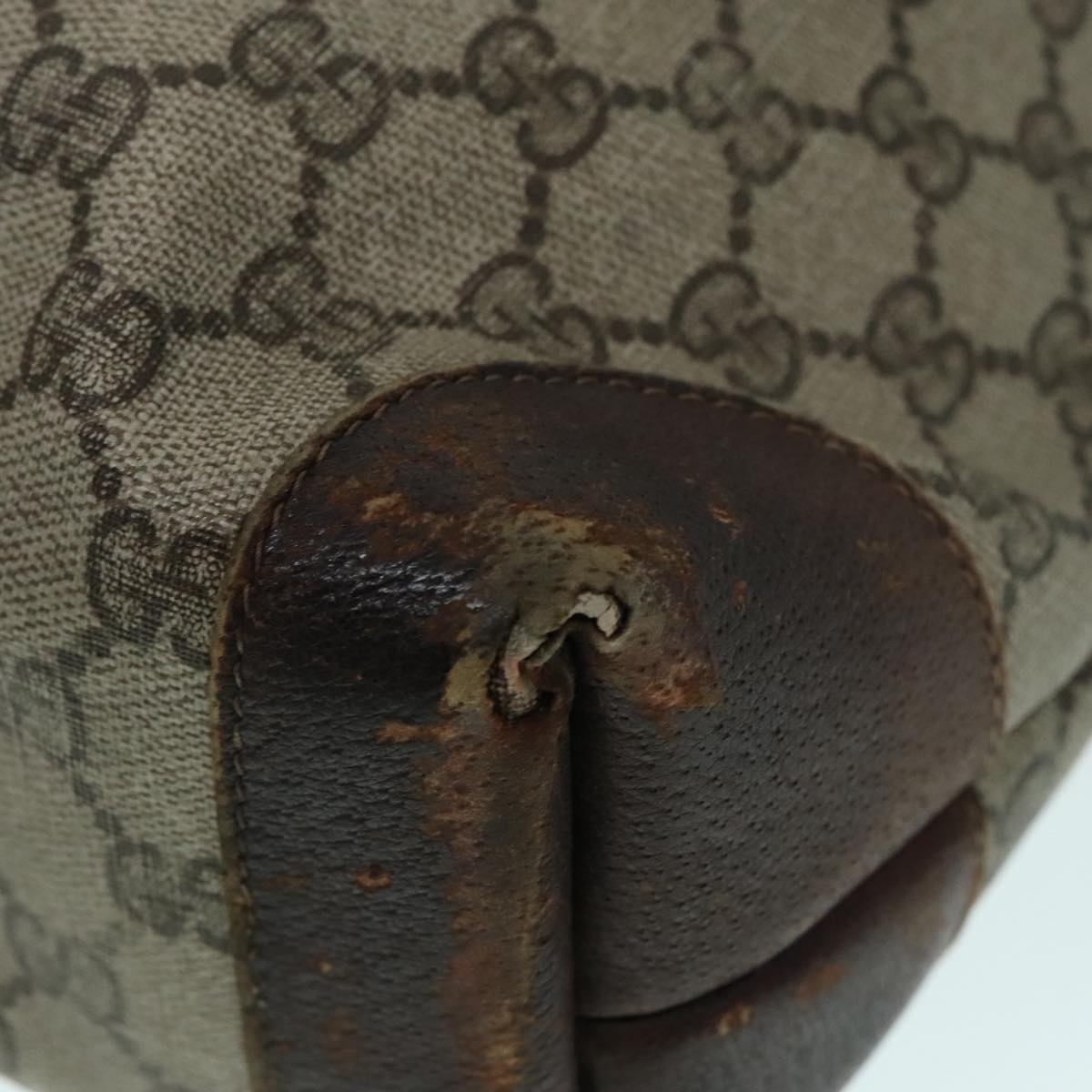 GUCCI GG Supreme Web Sherry Line Tote Bag Pvc Leather Beige 38 38 - 9