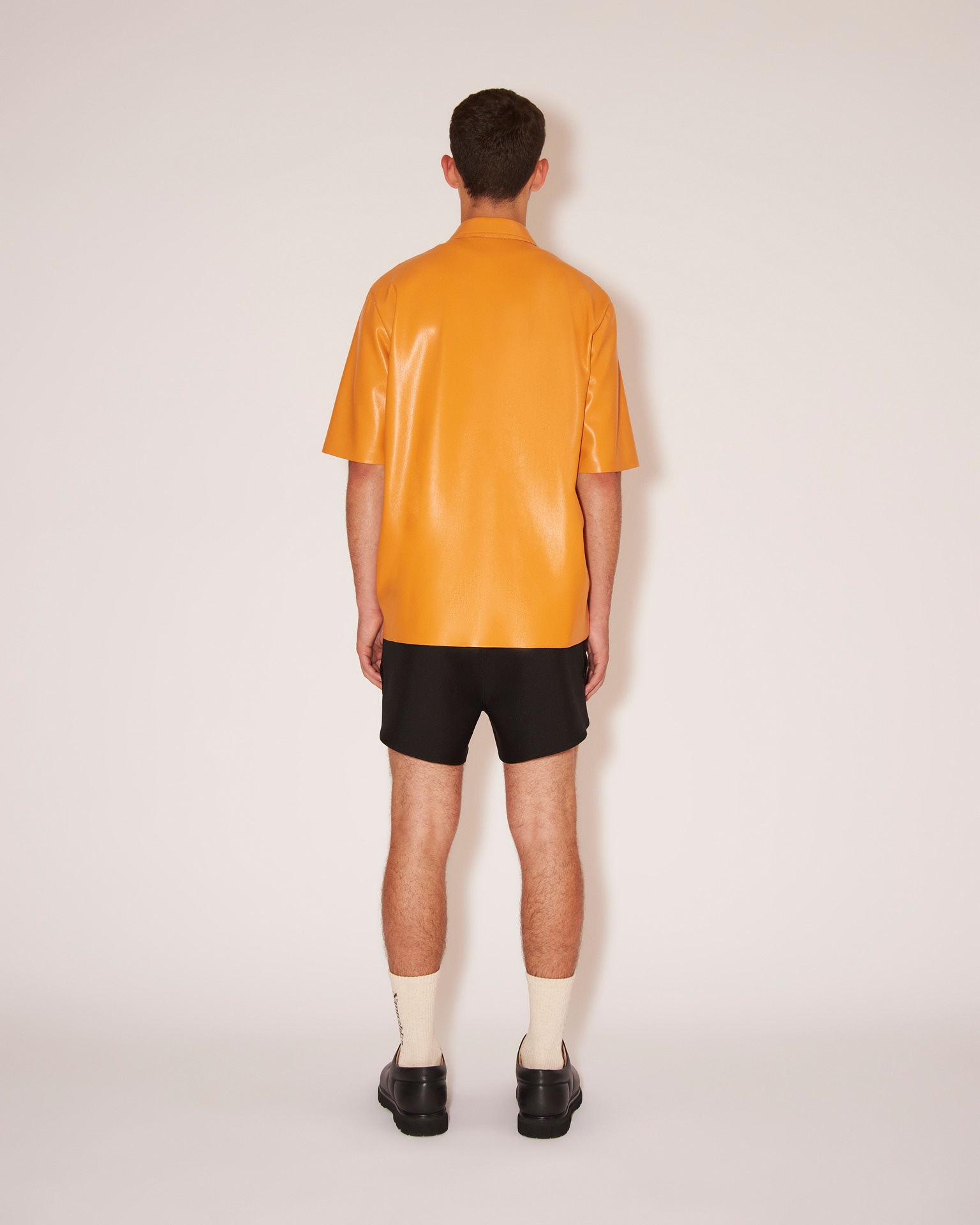 BODIL - Vegan leather shirt - Orange - 4