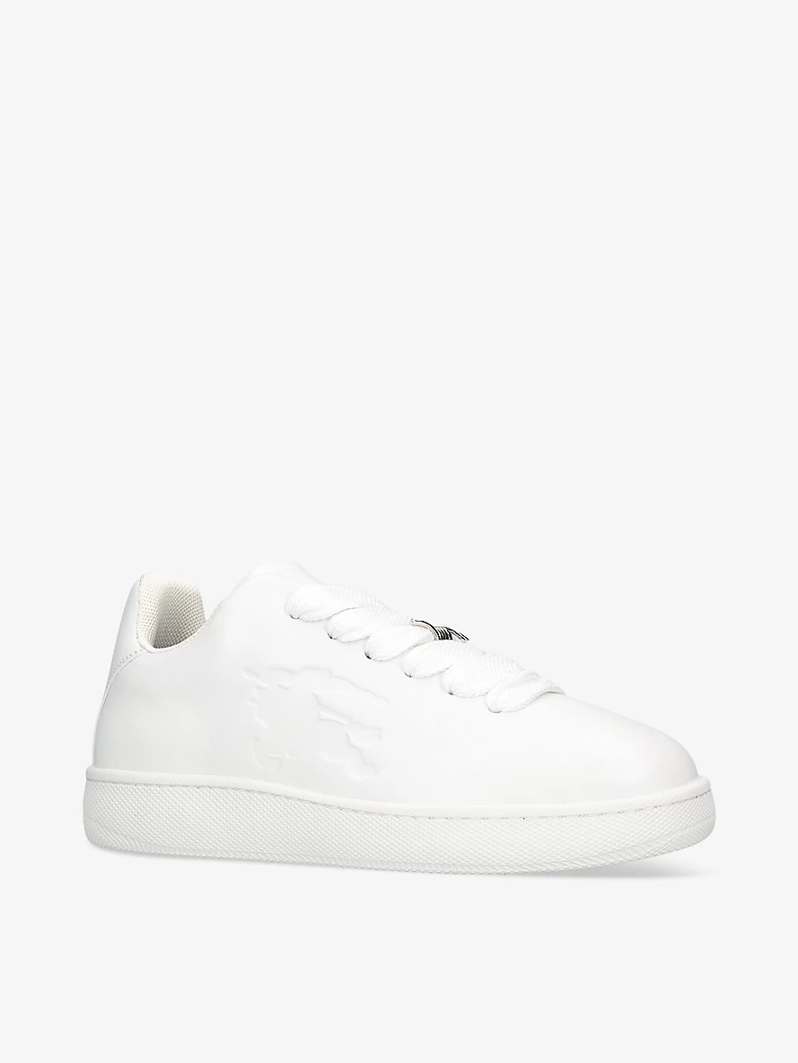 Plaque-embellished leather low-top trainers - 3