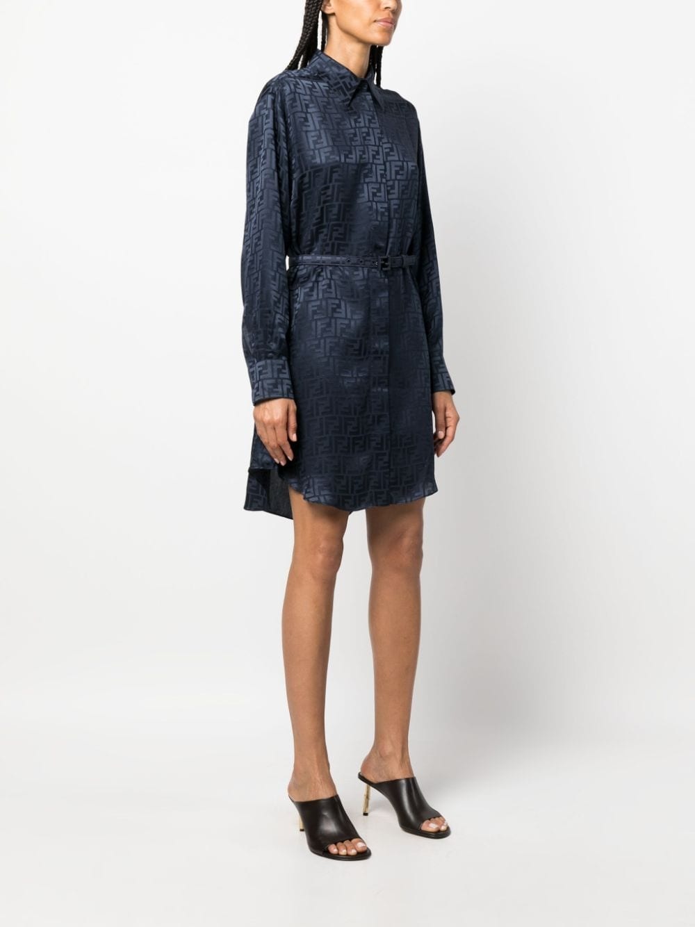 FF-jacquard silk shirtdress - 3