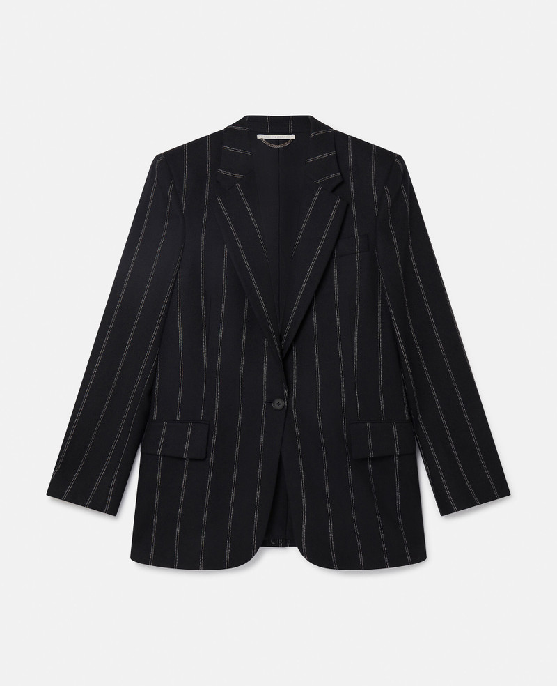 Pinstripe Wool Single-Breasted Boyfriend Blazer 1