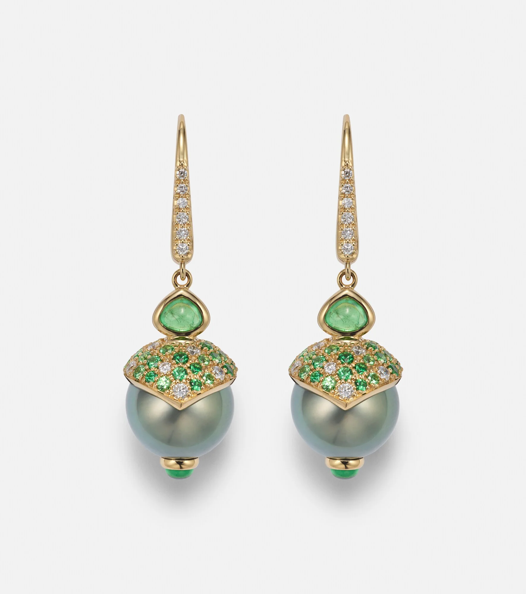 18kt gold drop earrings with gemstones - 1