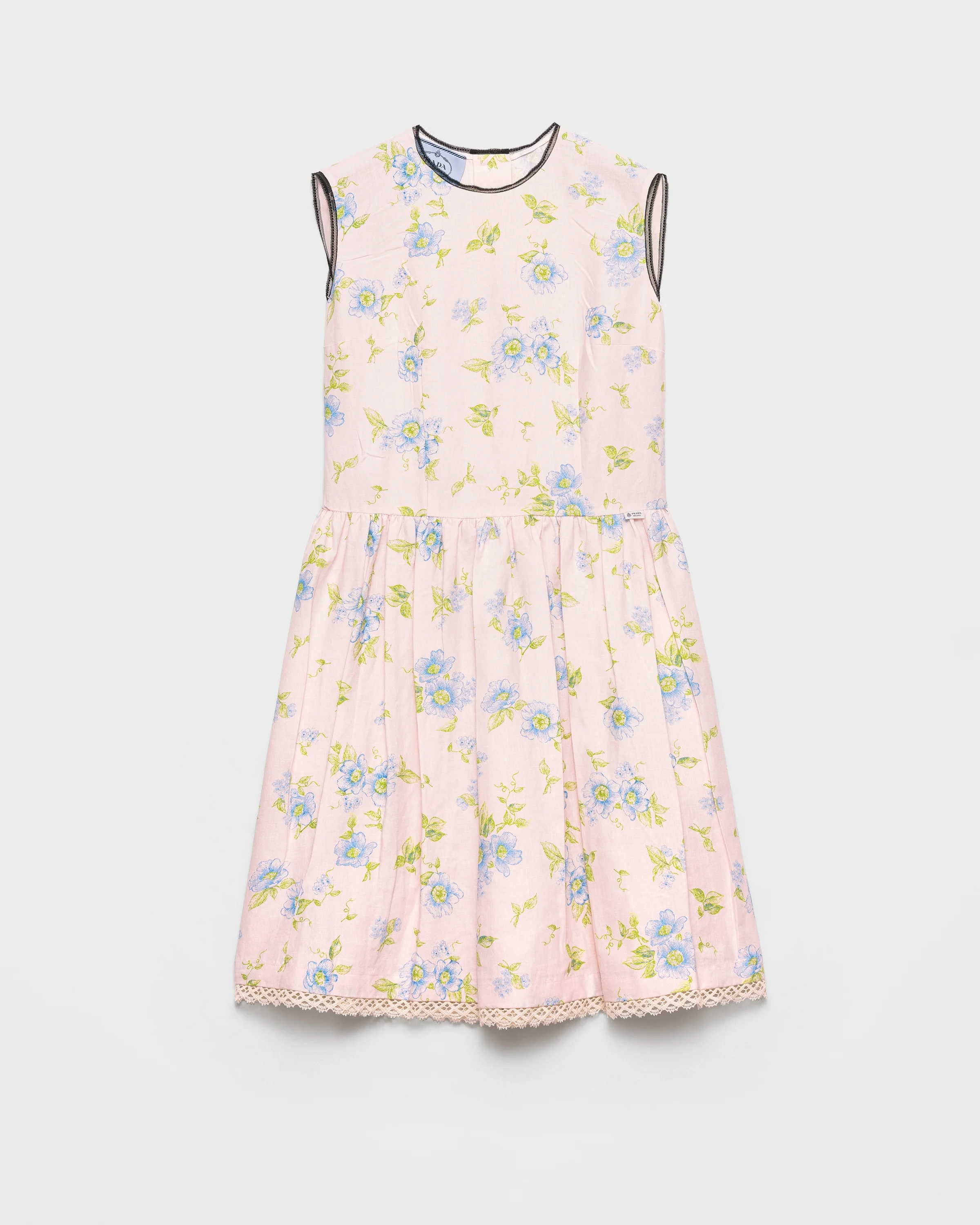 Pleated floral print linen dress - 1