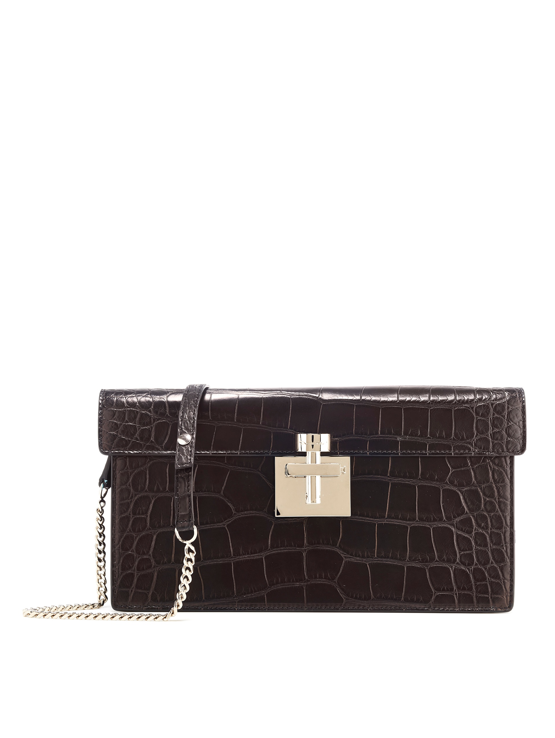 BLACK ALLIGATOR ALIBI CLUTCH - 1