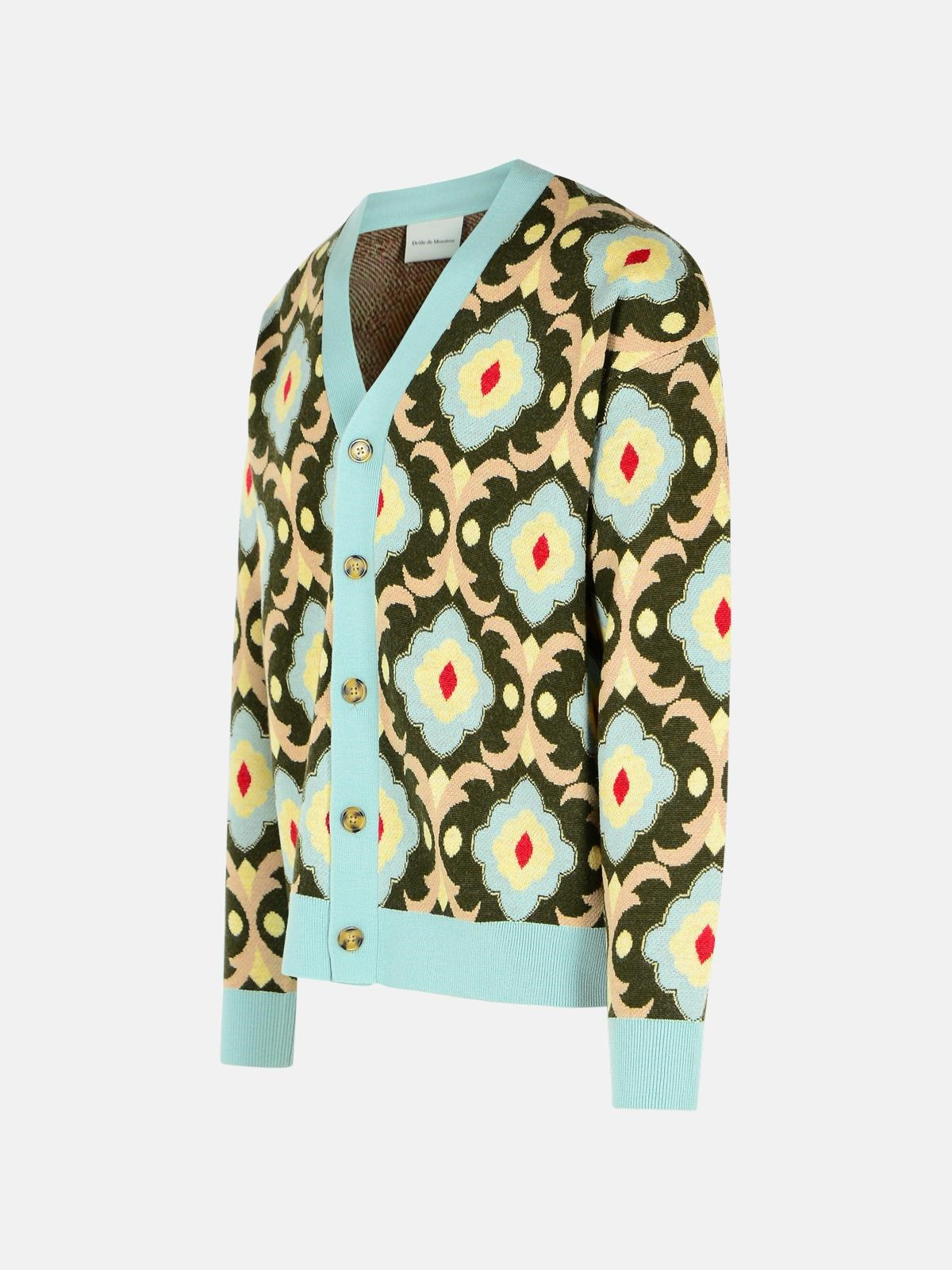 'TAPISSERIE' KHAKI MERINO WOOL CARDIGAN - 2