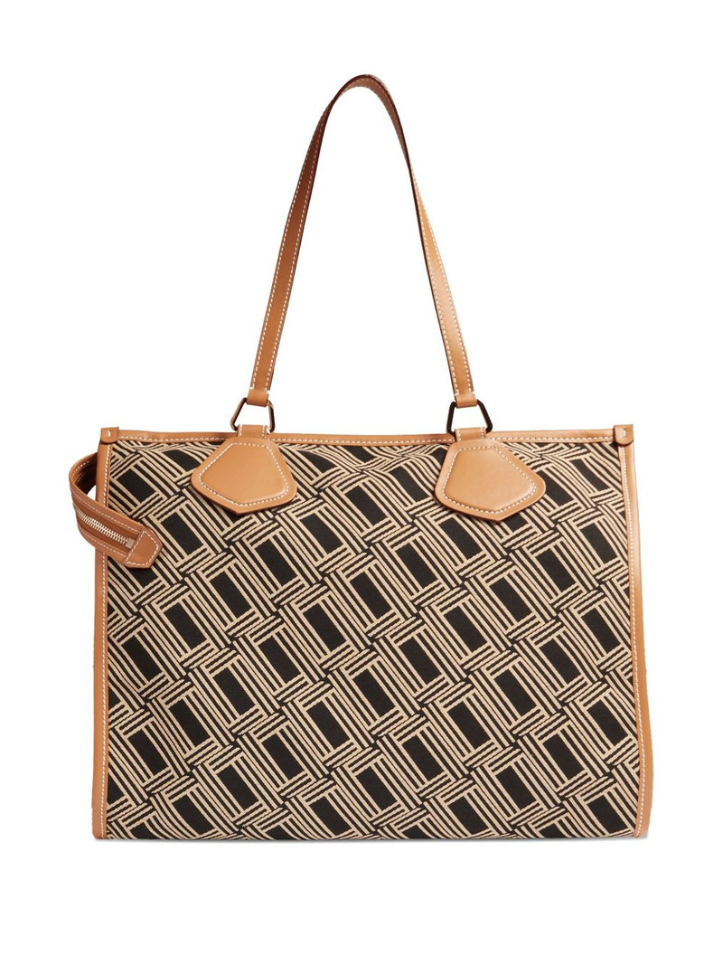 large monogram leather-trimmed tote bag 3