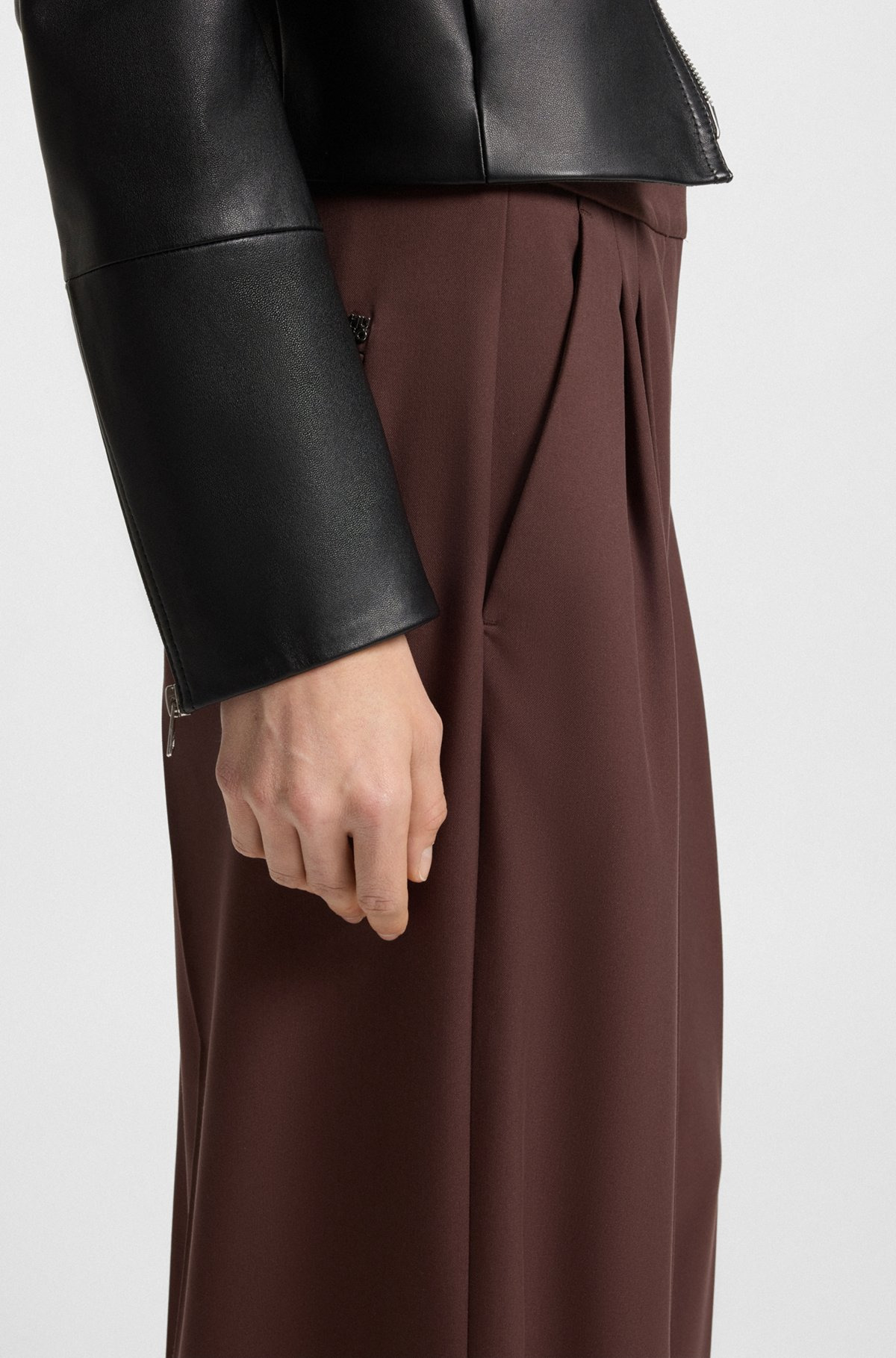 RELAXED-FIT PANTS IN STRETCH FABRIC WITH WRAP EFFECT - 5