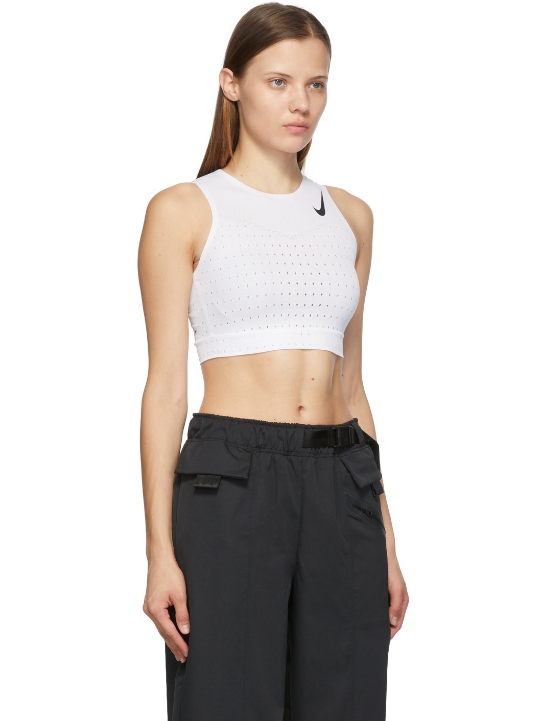 White Crop Running Sport Top - 2