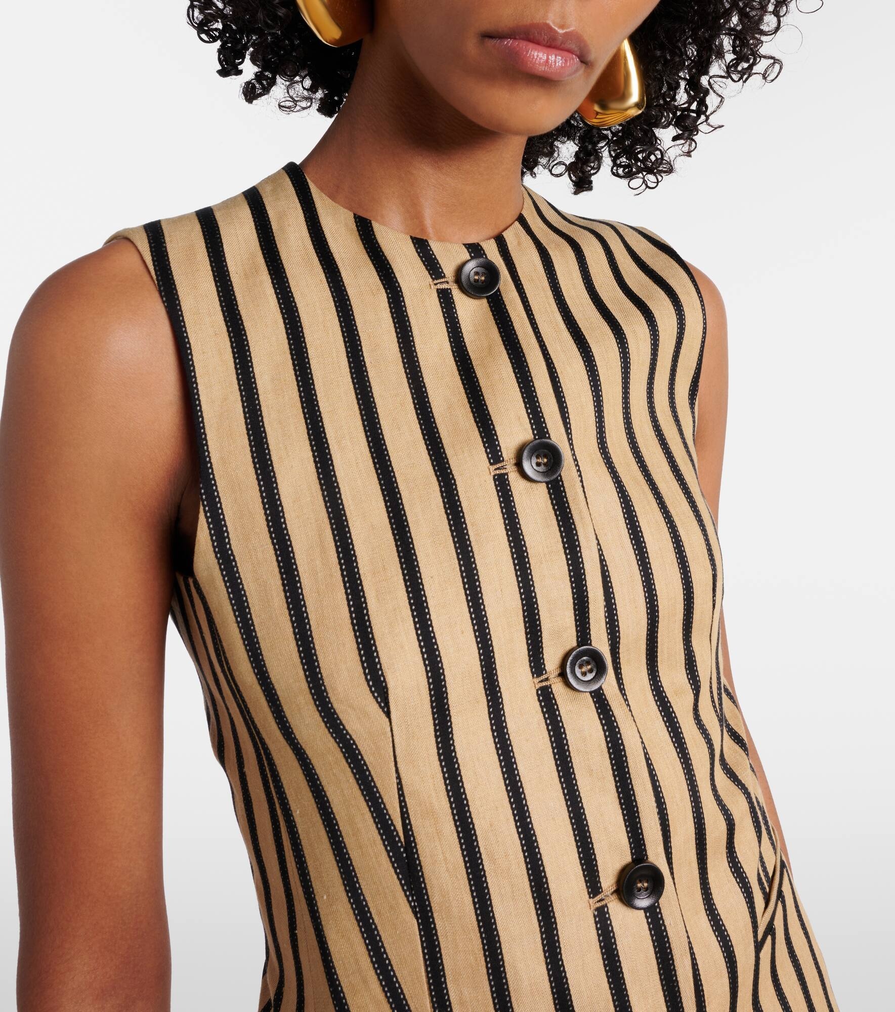 Rodeo striped linen and cotton-blend top - 4