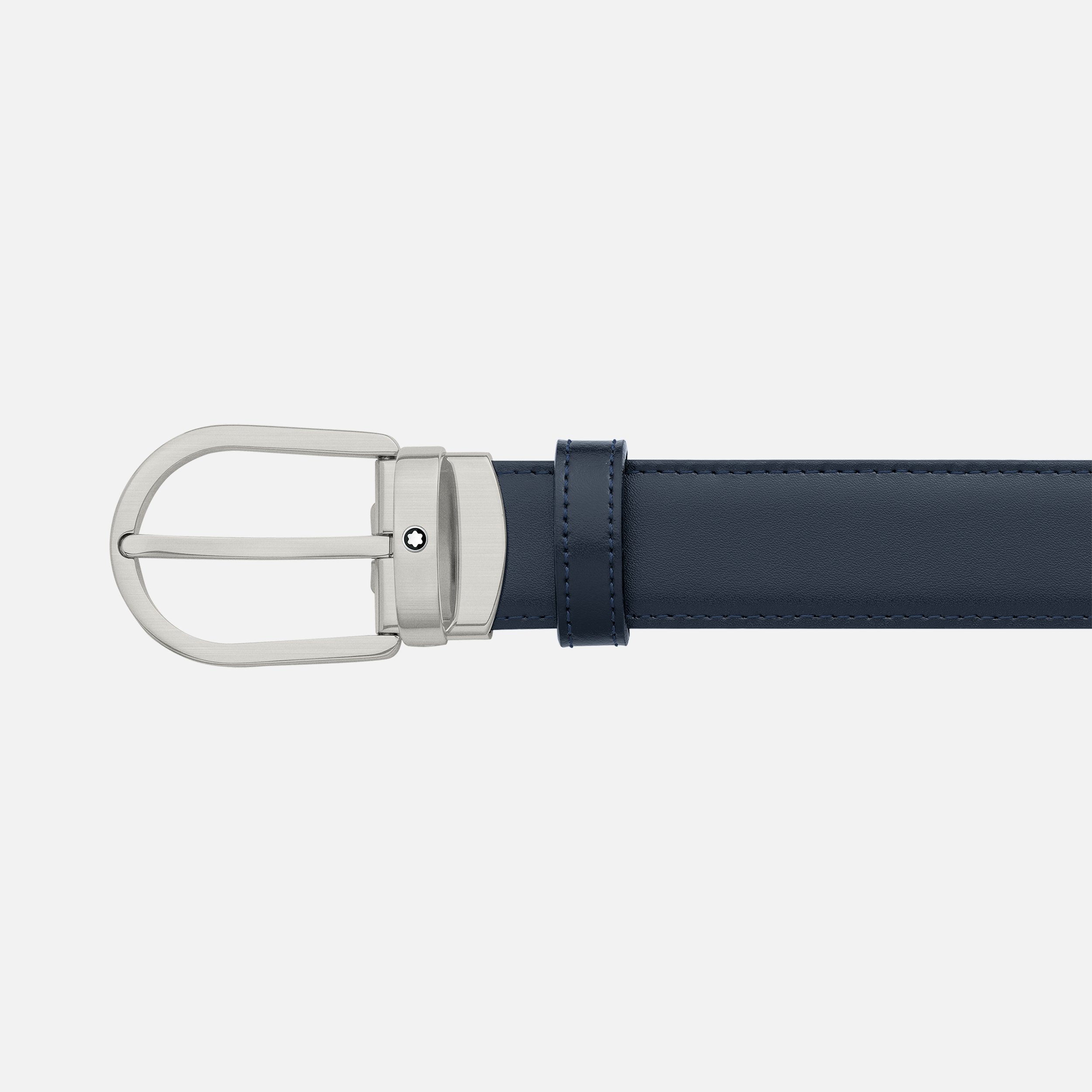 Horseshoe buckle black/blue 32 mm reversible leather belt - 3