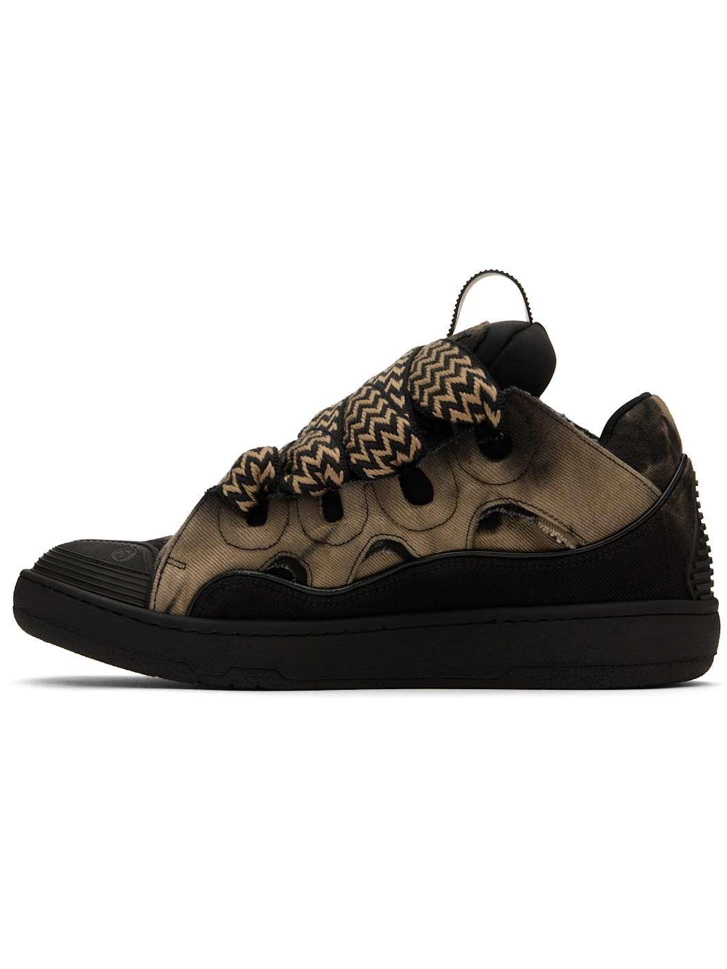 Black & Brown Curb Washed Denim Sneakers - 3