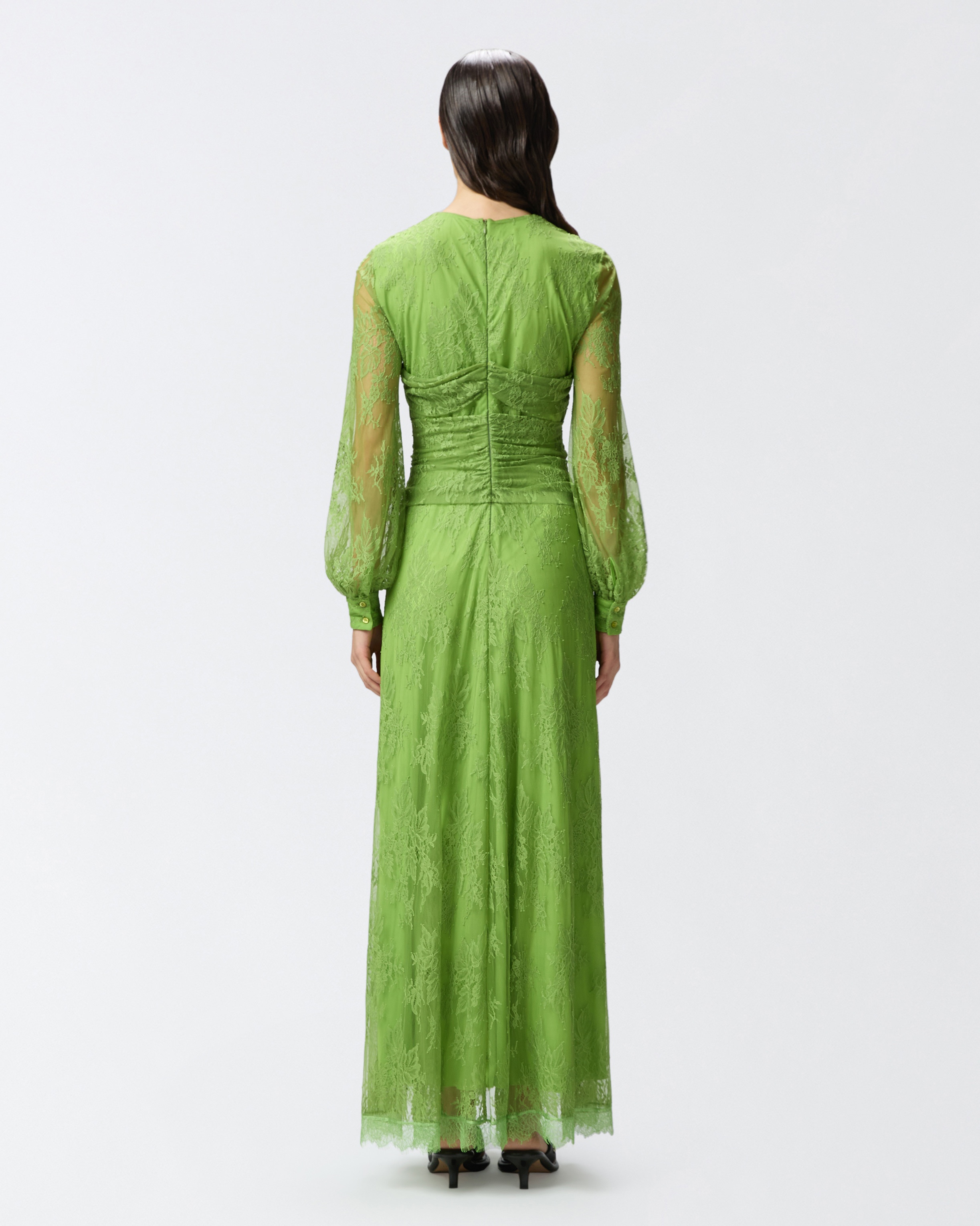 LONG LACE DRESS WITH V-NECK - 4