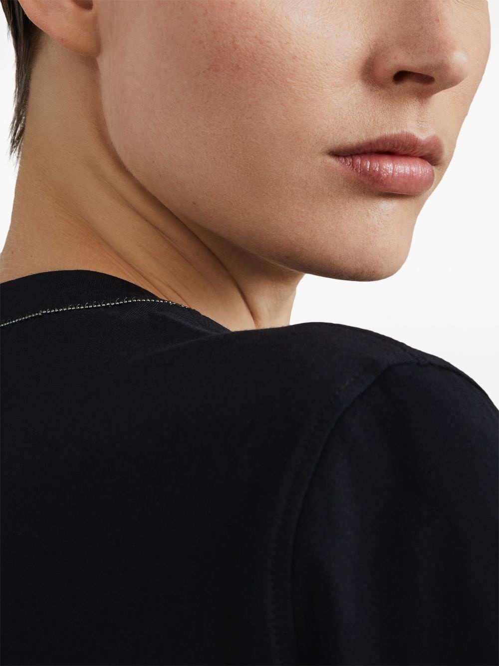 Monili-trim cotton T-shirt - 5