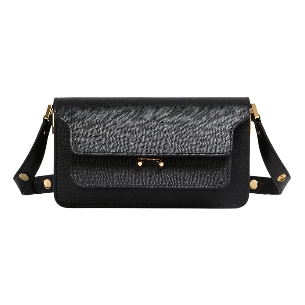 ★MARNI★ Saffiano Trunk East West Bag Black SBMP0121U0LV520 Marni SAFFIANO EAST/WEST TRUNK SHOULDER BAG | miinto