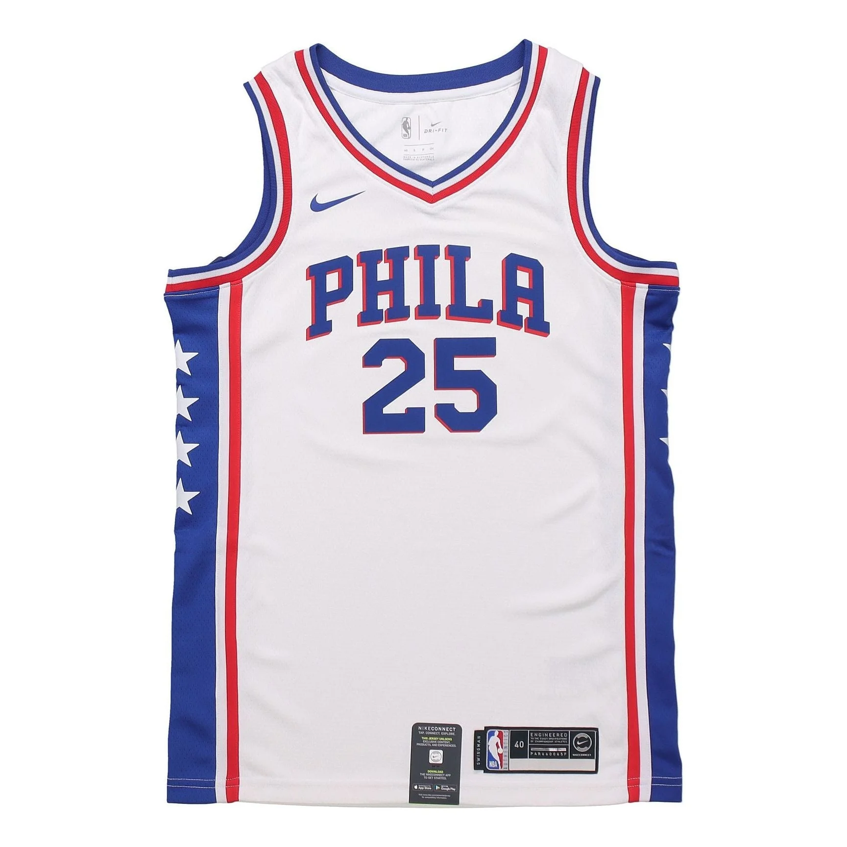 Nike NBA 2019-20 Season SW Fan Edition Philadelphia 76ers Home Simmons 2 No. 5 White CJ7677-102 - 1
