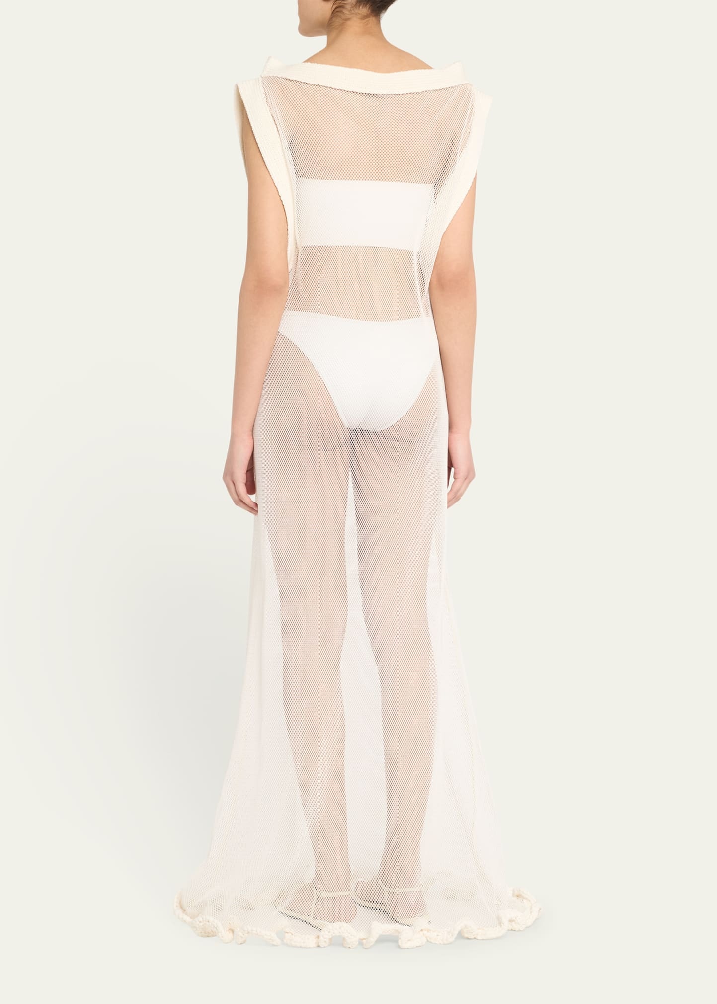 Wave Boatneck Mesh-Knit Maxi Dress - 3