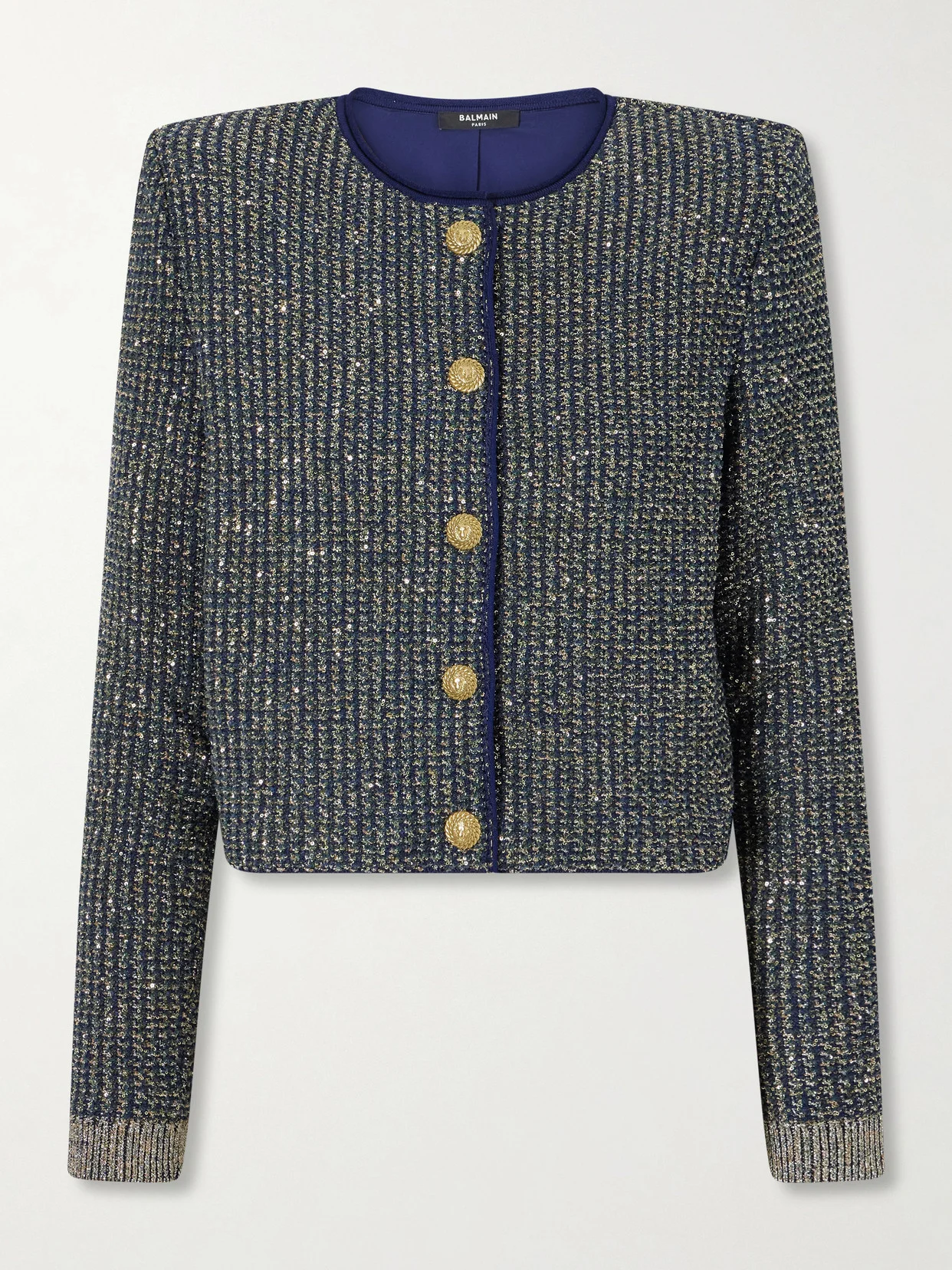 Metallic-trimmed Tweed Cardigan - 1