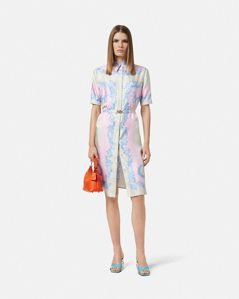 VERSACE Cameo Silk Midi Shirt Dress outlook