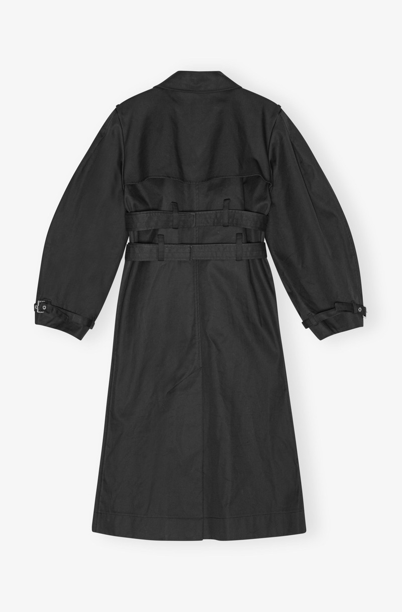 BLACK BONDED COTTON TRENCH COAT 7