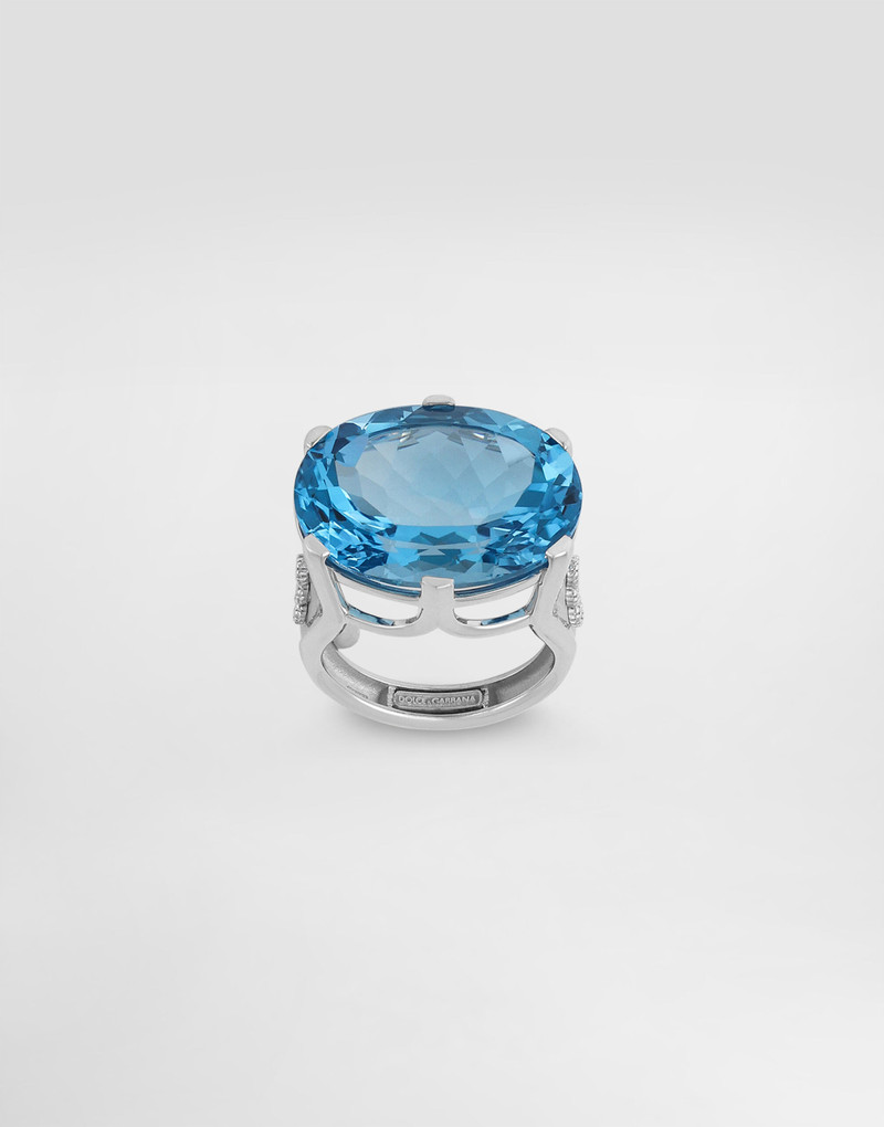 Anna ring in 18-carat white gold with topaz and diamonds 1