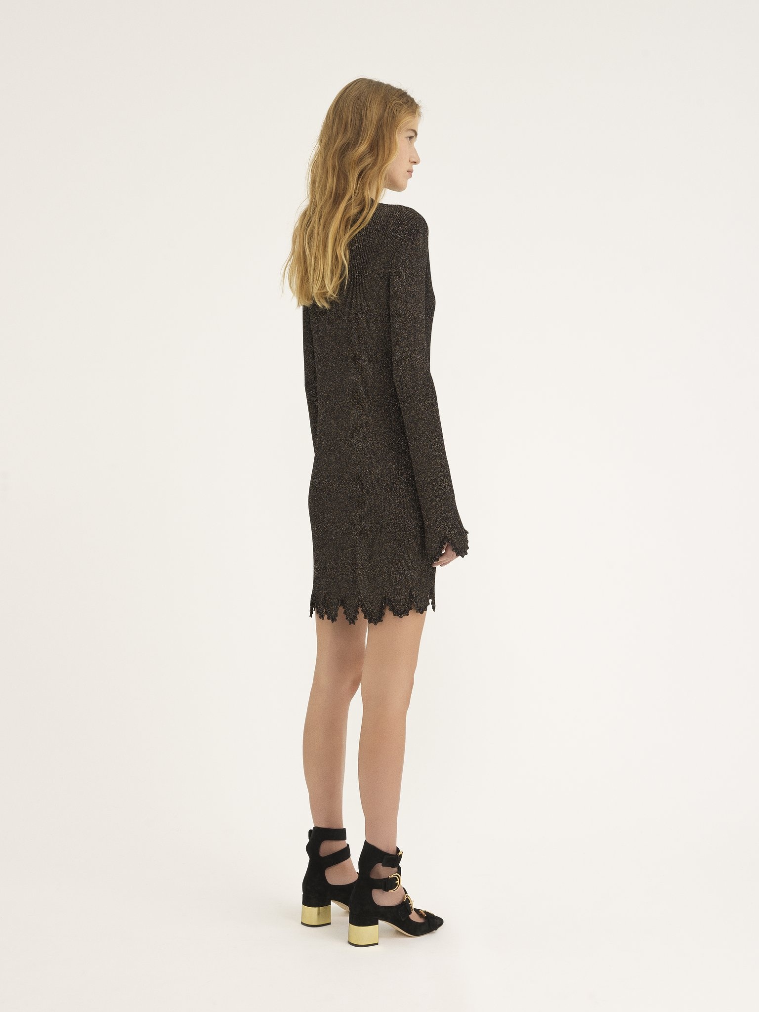 FITTED SCALLOP DRESS IN VISCOSE-BLEND KNIT - 5