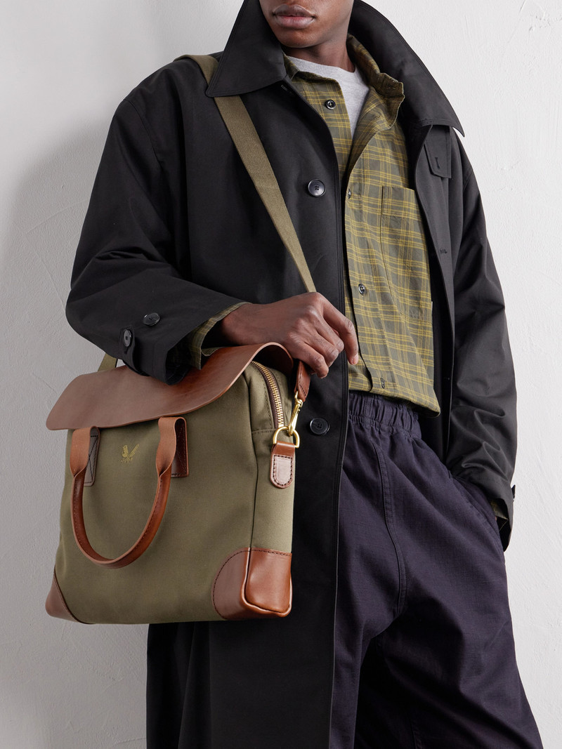 Leather-Trimmed Cotton-Twill Briefcase 3