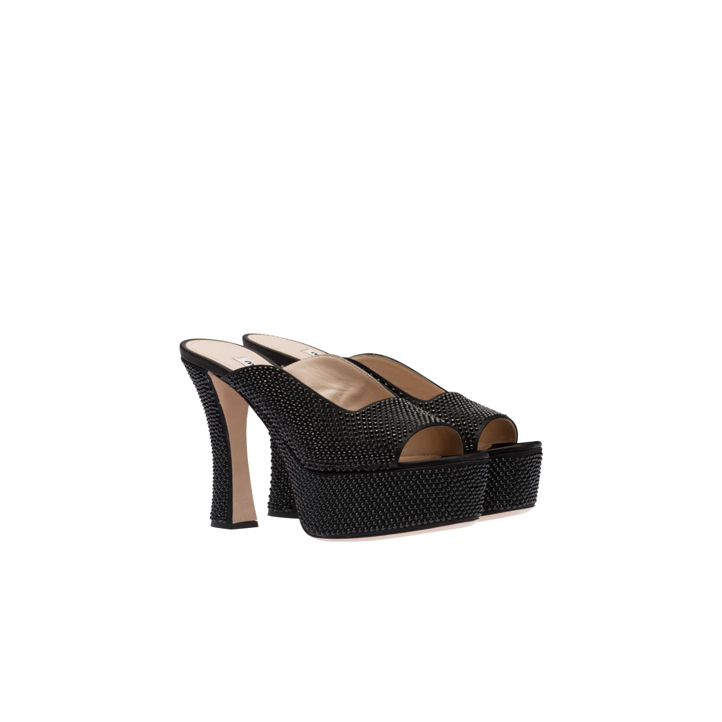 Satin platform sandals with crystals - 1