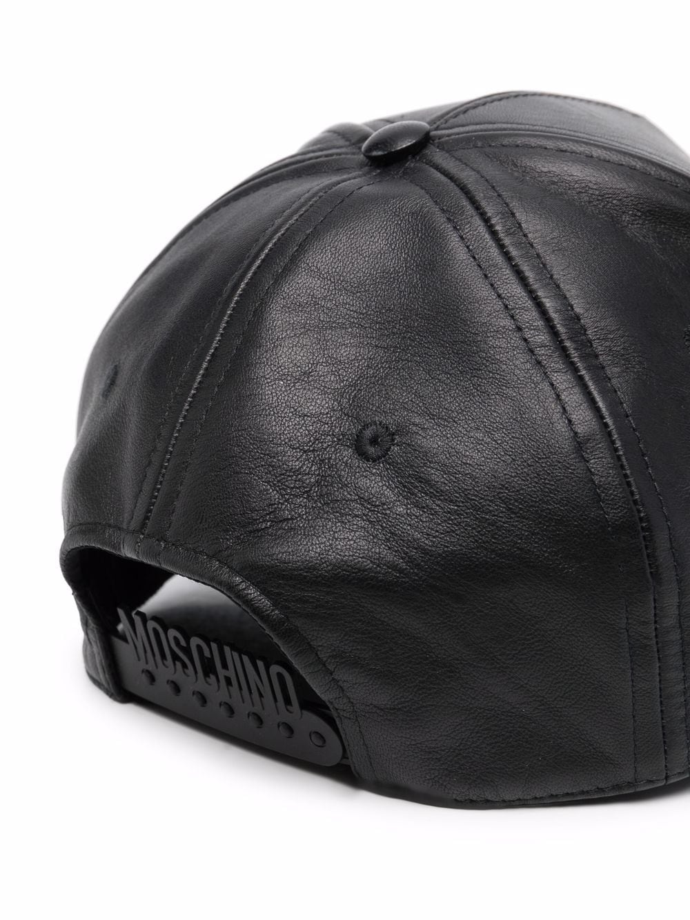 logo-print leather cap - 2