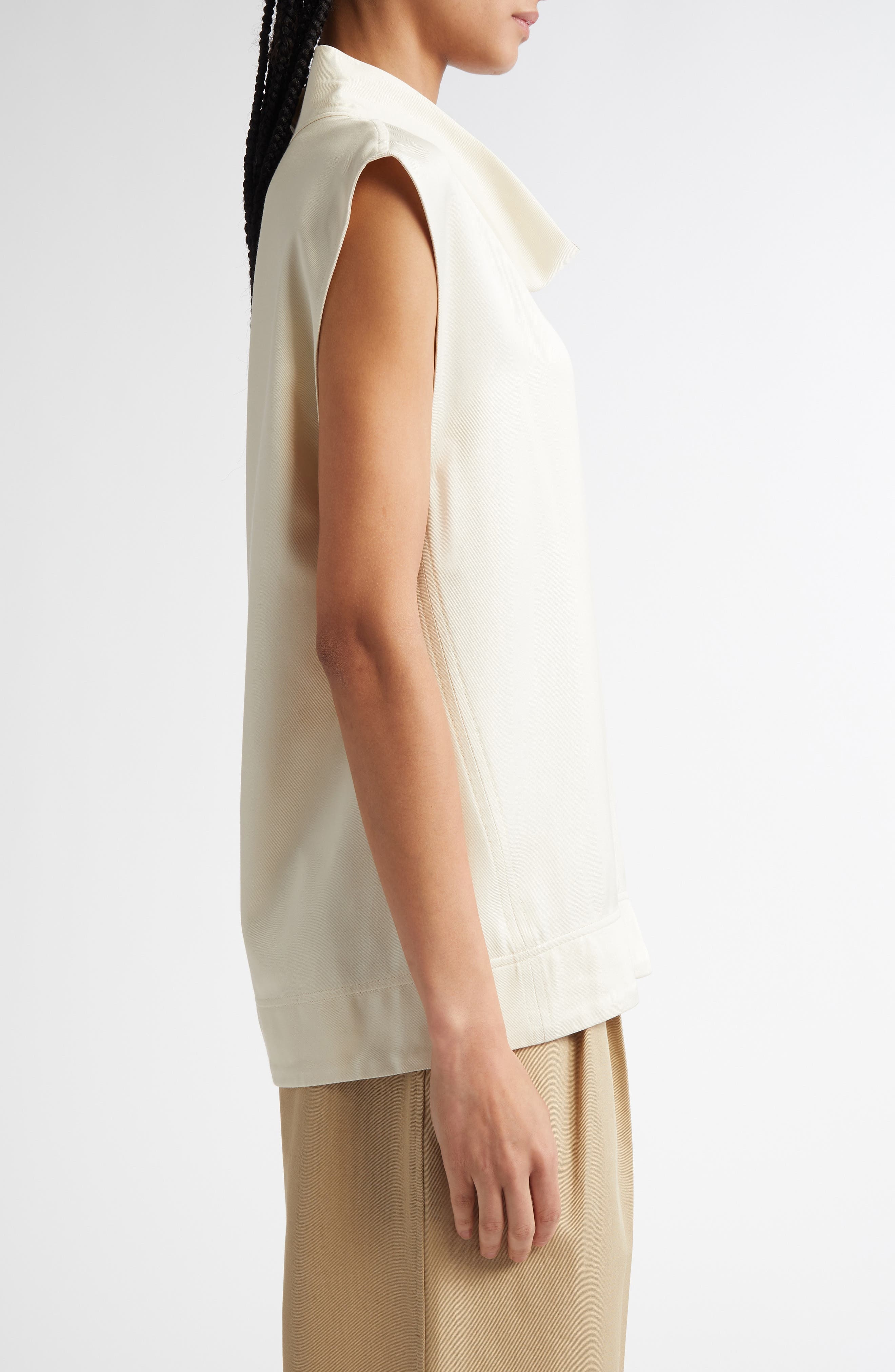TOTEME Funnel Neck Sleeveless Top in Ecru at Nordstrom - 4
