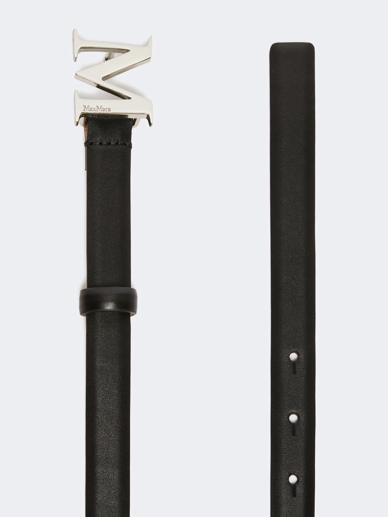 Max Mara Leather belt with Monogram buckle - BLACK outlook