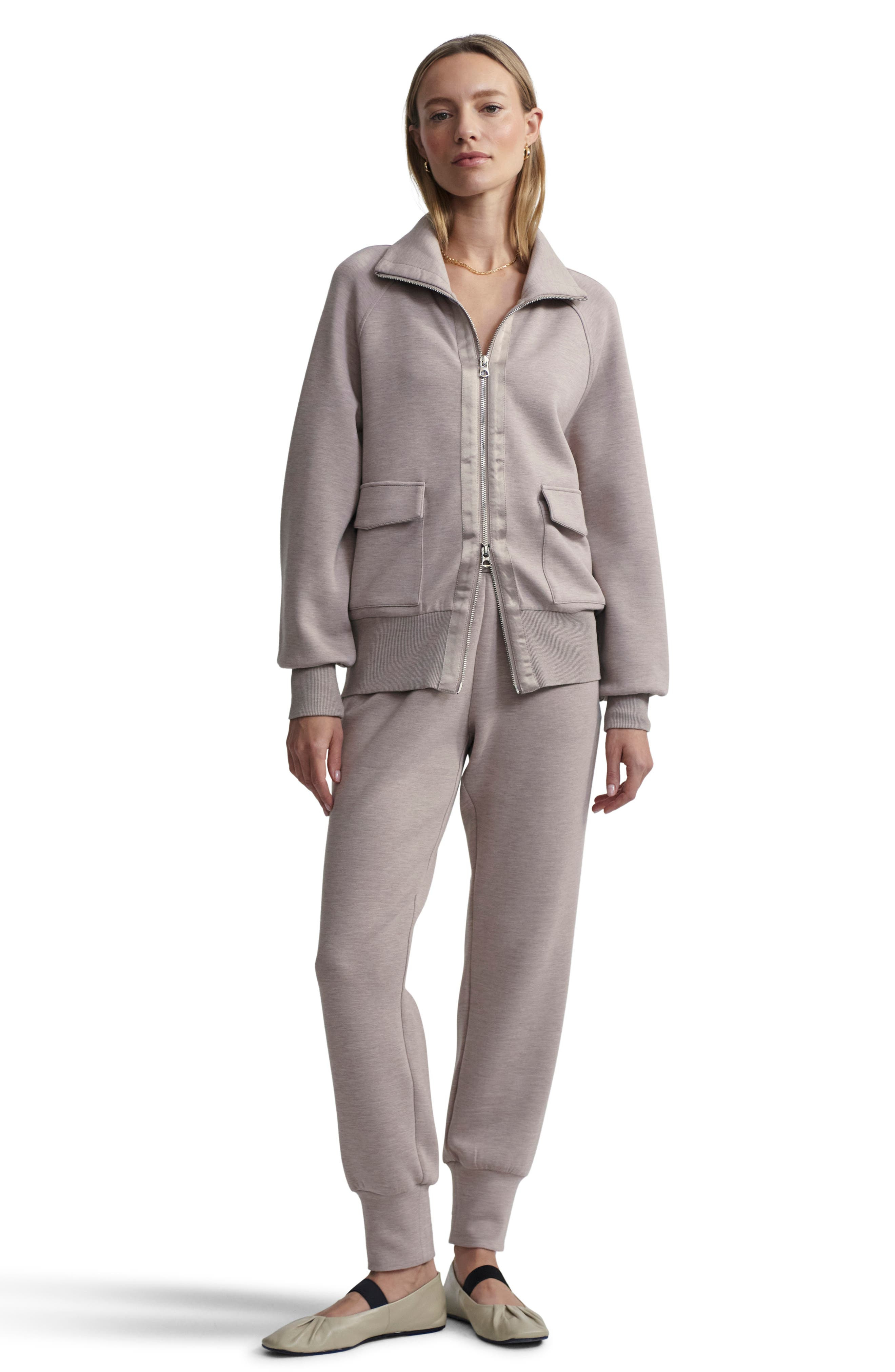 Varley Roxbury Zip-Up Sweatshirt in Taupe Marl at Nordstrom - 8