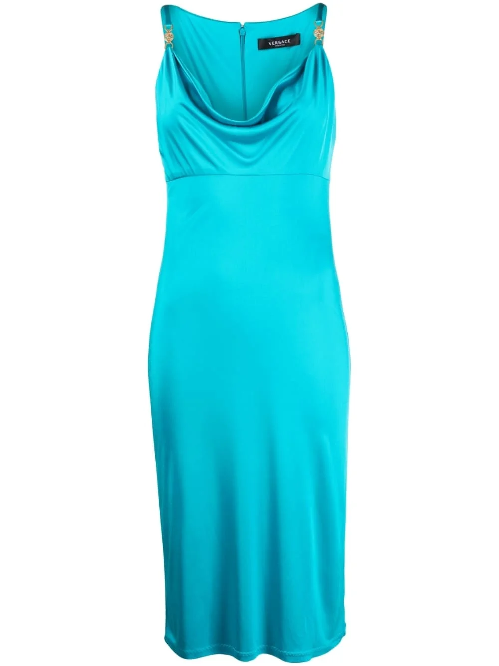 logo-plaque cowl-neck midi dress - 1