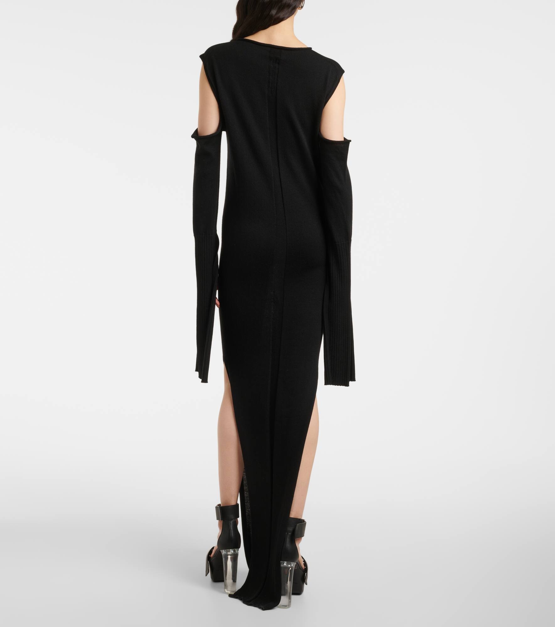 Caped wool maxi dress - 3