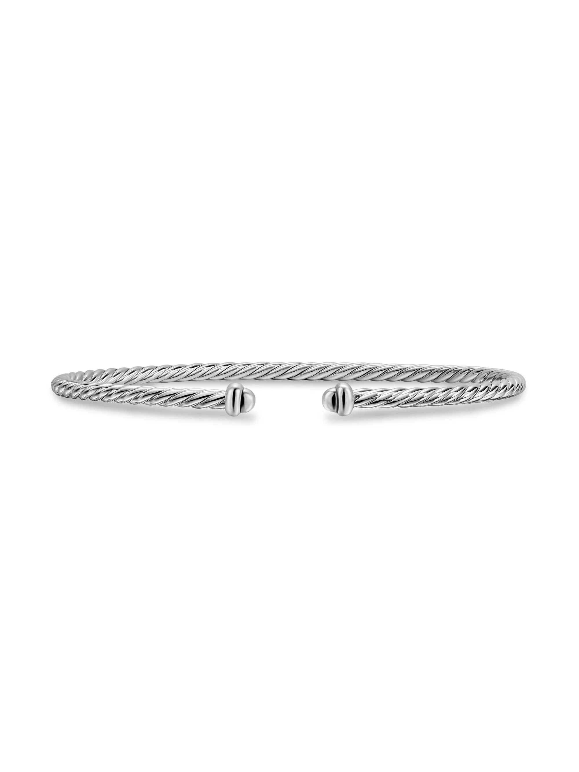 Women's Micro Cable Flex Bracelet in Sterling Silver, 2.6MM - Silver - 1