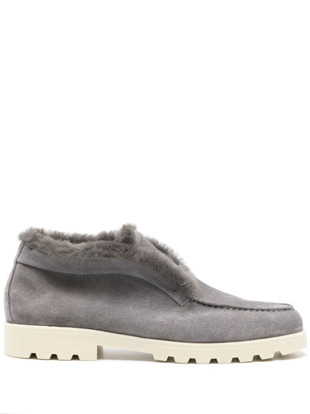 fur-trim suede desert boots - 1