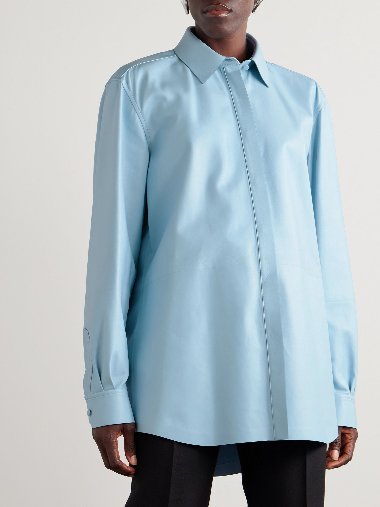 Leather shirt Light blue - 3