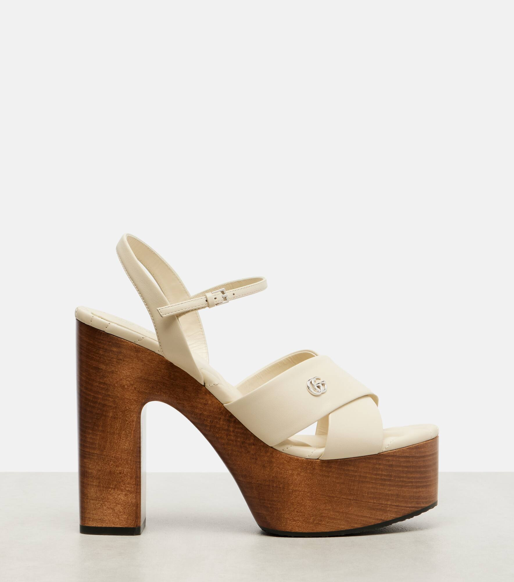 Double G leather platform sandals - 4