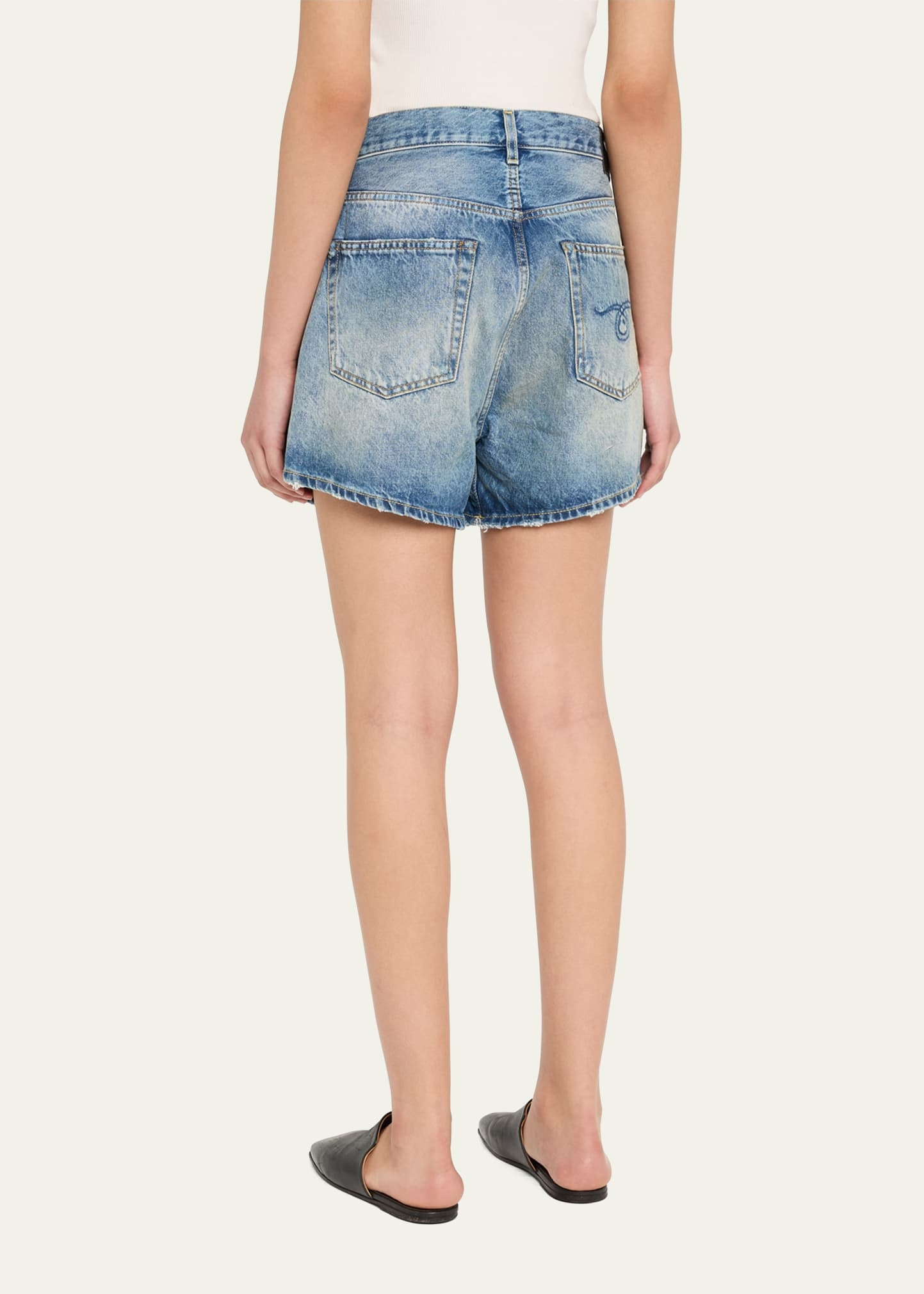 Crossover Denim Shorts - 3